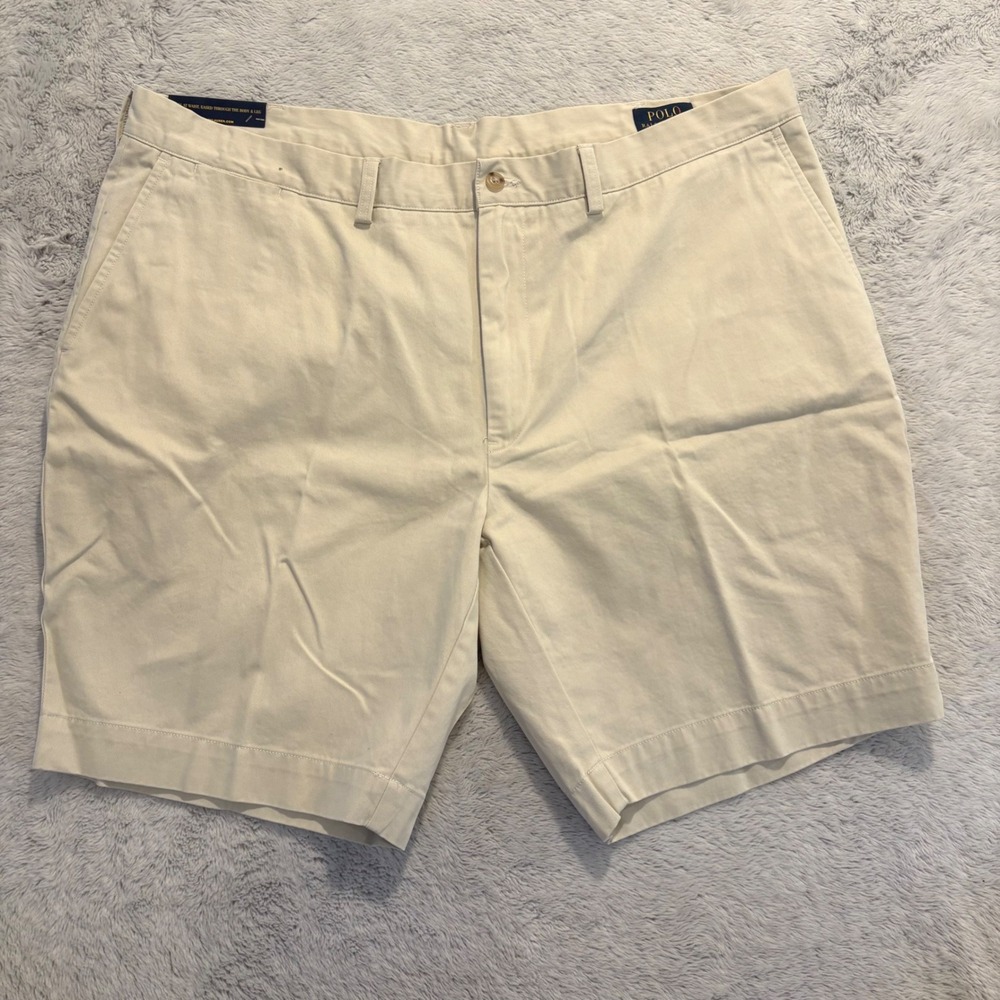 Polo Ralph‎ Lauren Classic Fit 9" Chino Shorts Beige Men 42W Cotton Preppy Khaki